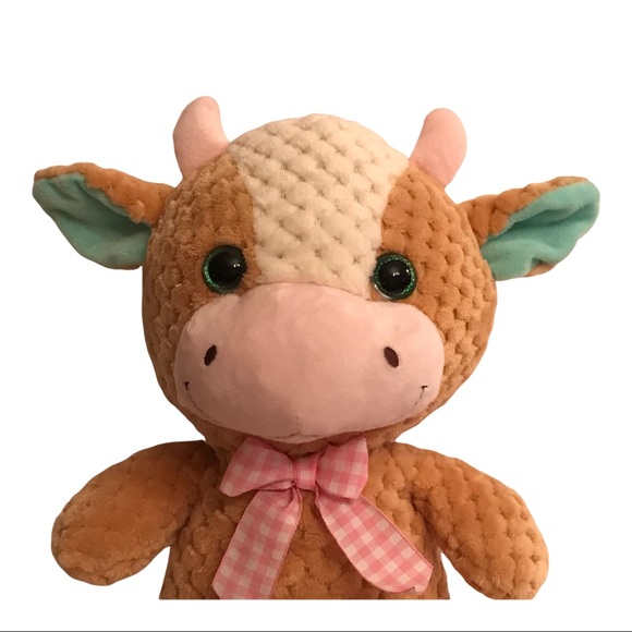 KellyToy Soft Plush Baby Cow Pastel Colors Stuffed Animal - Picture 2 of 10